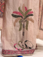 Unstitched Beige Mul Chanderi Printed Suit (Premium Collection)