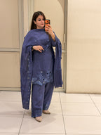 Royal Blue Crepe Farsi Suit Set
