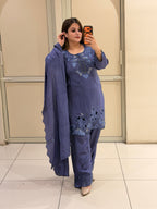 Royal Blue Crepe Farsi Suit Set