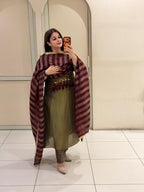 Olive Green Embroidered Party Wear Suit Set with Maroon Dupatta