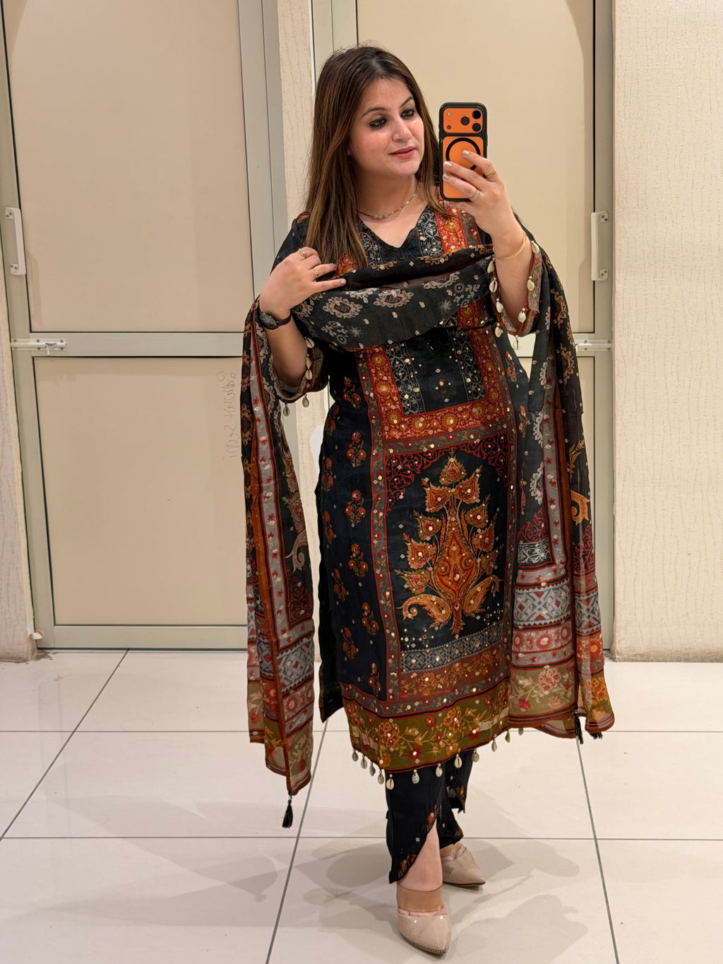 Elegant Multicolor Printed Crepe Suit Set with Designer Dupatta