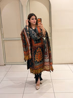Elegant Multicolor Printed Crepe Suit Set with Designer Dupatta