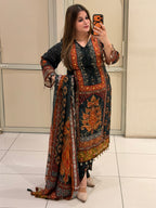 Elegant Multicolor Printed Crepe Suit Set with Designer Dupatta