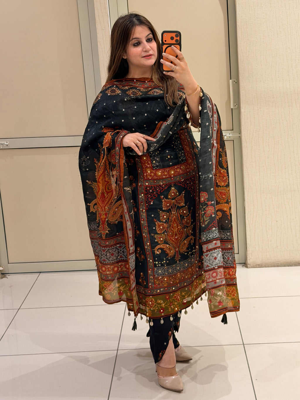 Elegant Multicolor Printed Crepe Suit Set with Designer Dupatta