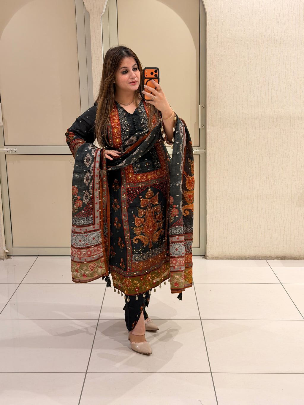Elegant Multicolor Printed Crepe Suit Set with Designer Dupatta