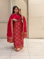 Hot Pink Suit Set (Unstitched)