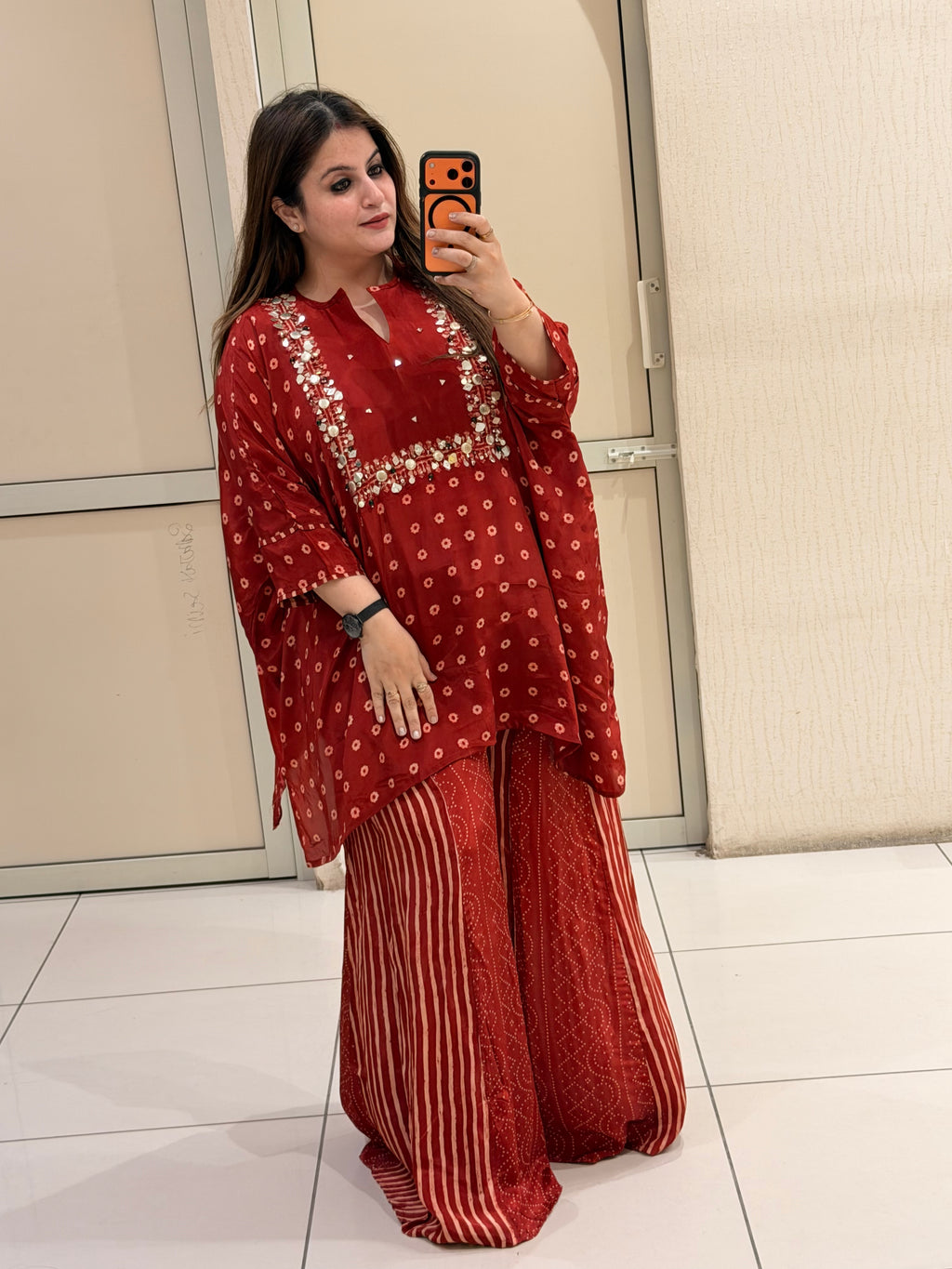 Red Crepe Two-Piece Set (L–XXL)