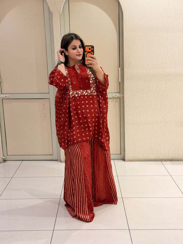 Red Crepe Two-Piece Set (L–XXL)