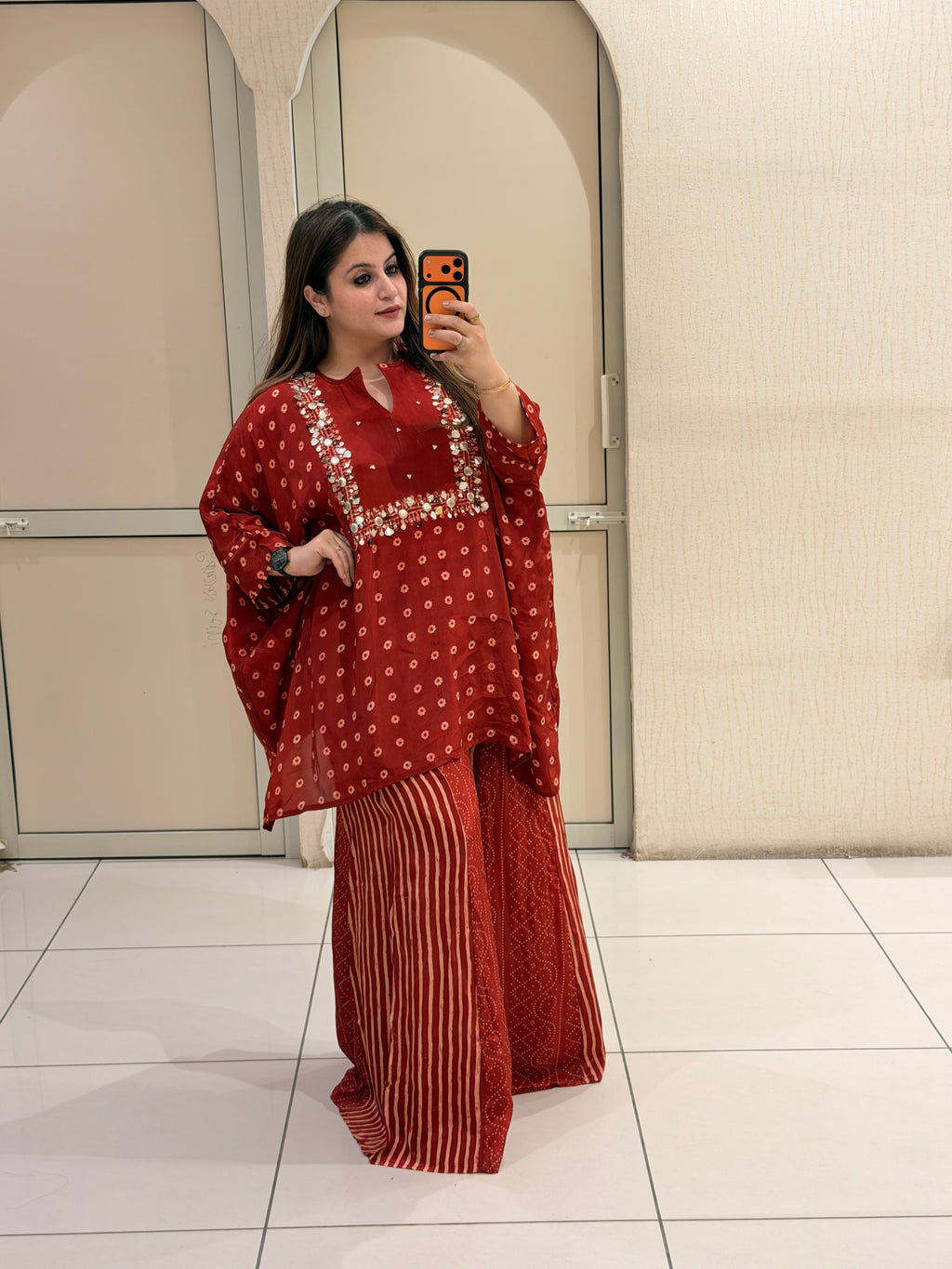 Red Crepe Two-Piece Set (L–XXL)