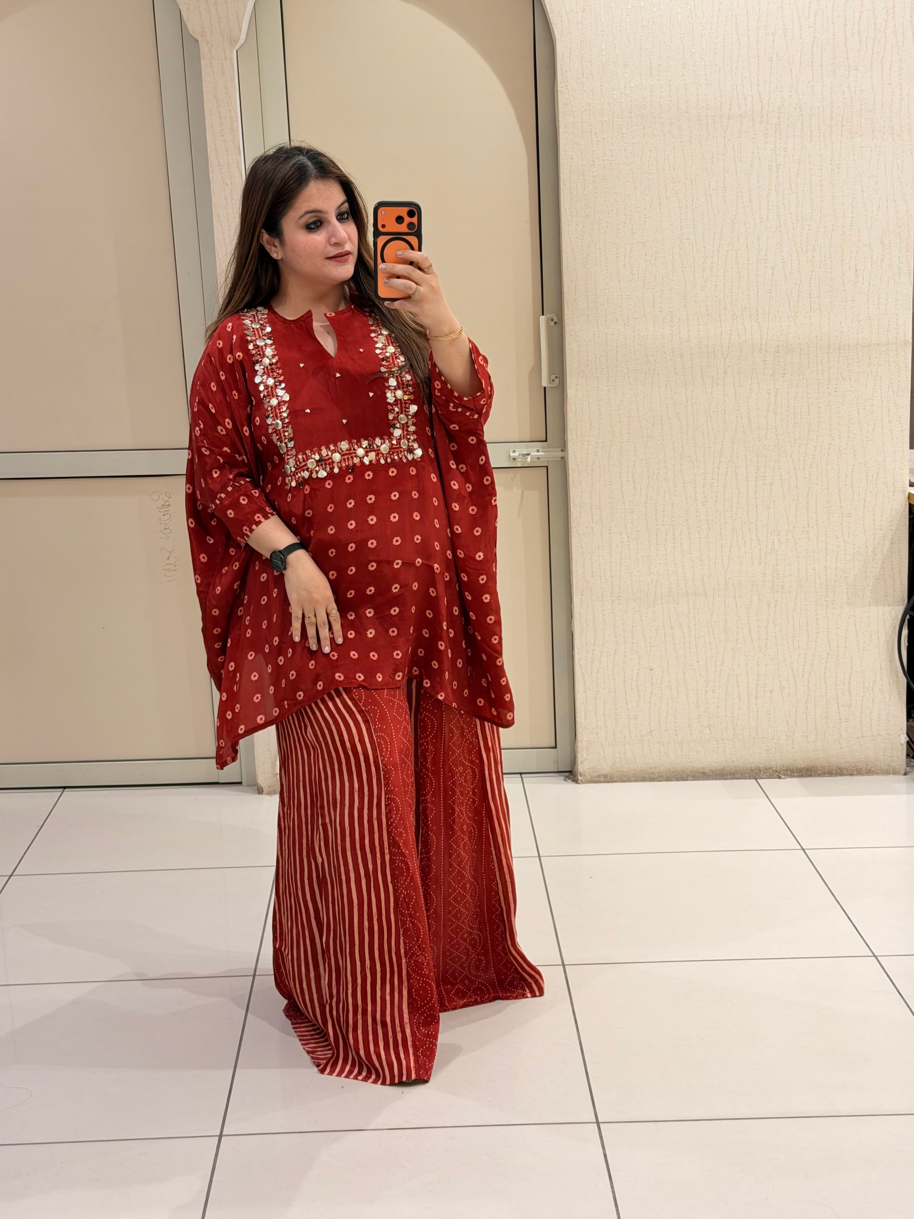 Red Crepe Two-Piece Set (L–XXL)
