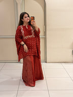 Red Crepe Two-Piece Set (L–XXL)