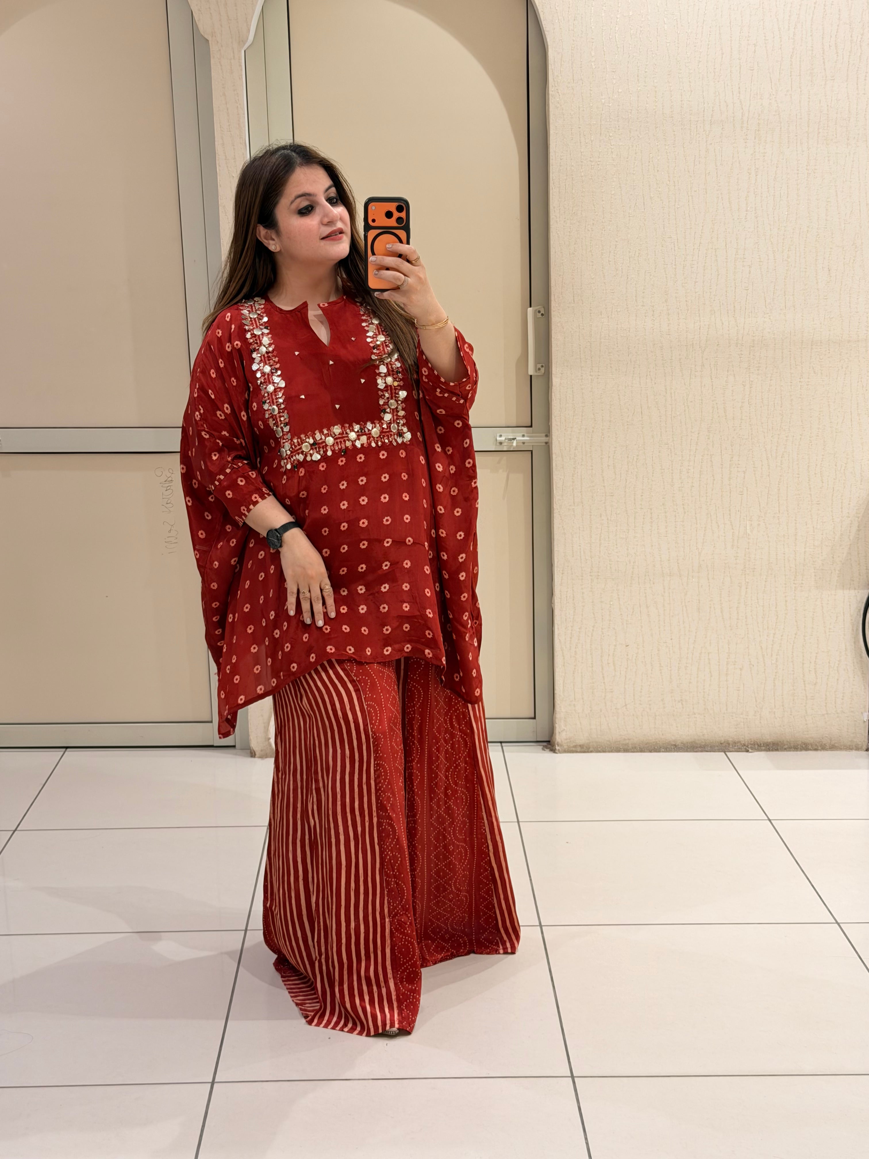 Red Crepe Two-Piece Set (L–XXL)