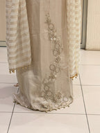 Unstitched Beige Handwork Embroidered Suit