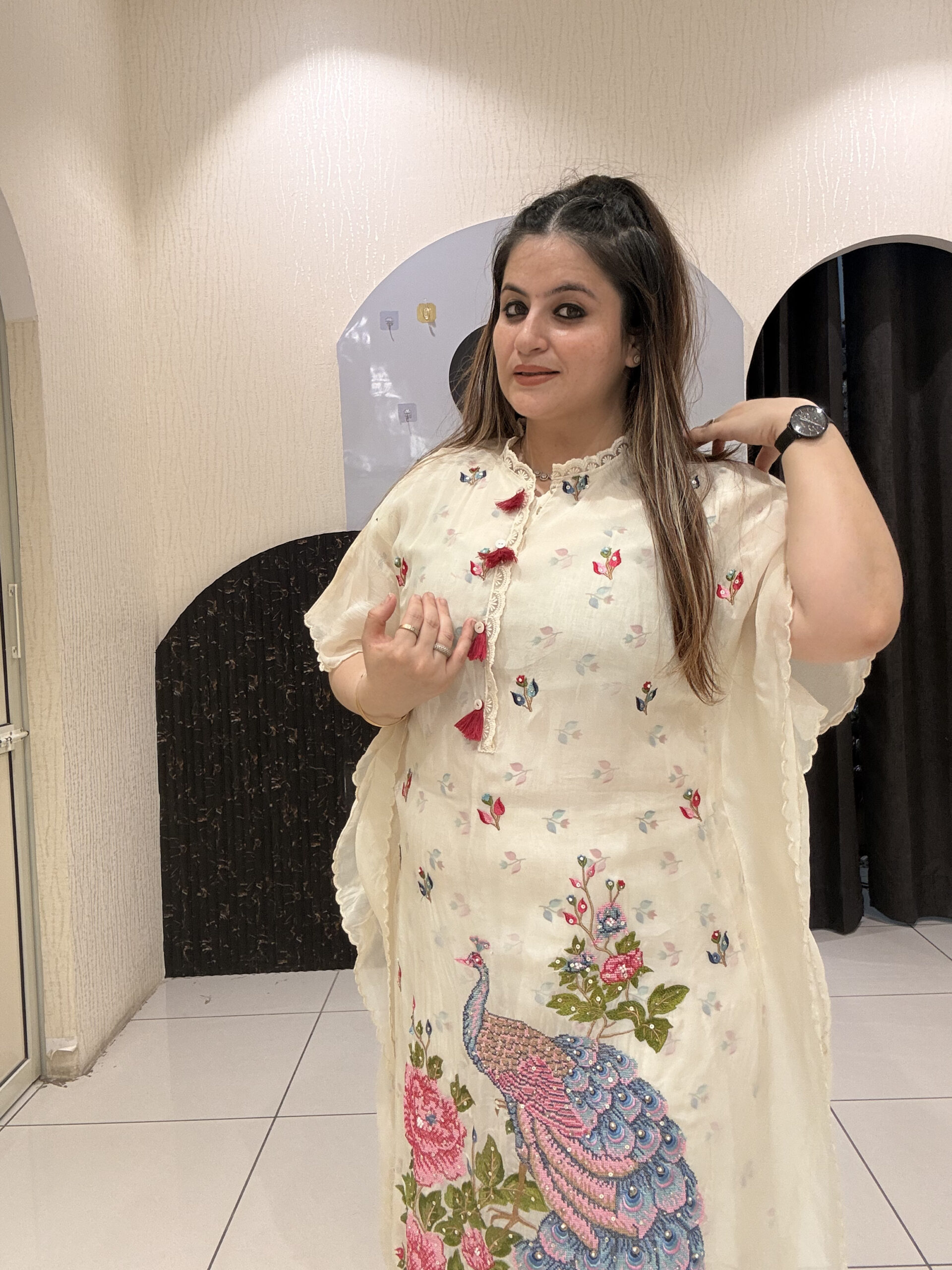 Beige Soft Linen Cotton Digital Printed Designer Coord Set