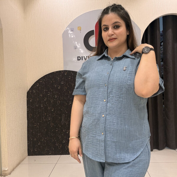 Blue Denim Cotton Travel Coord Set