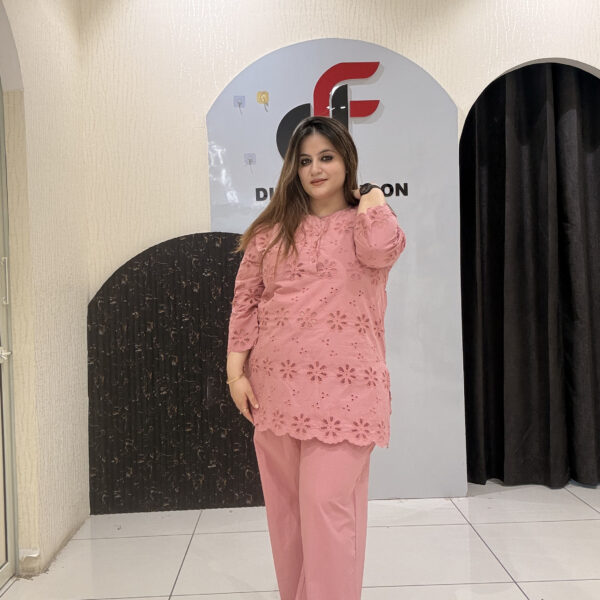 Pink Pure Cotton Embroidered Coord Set