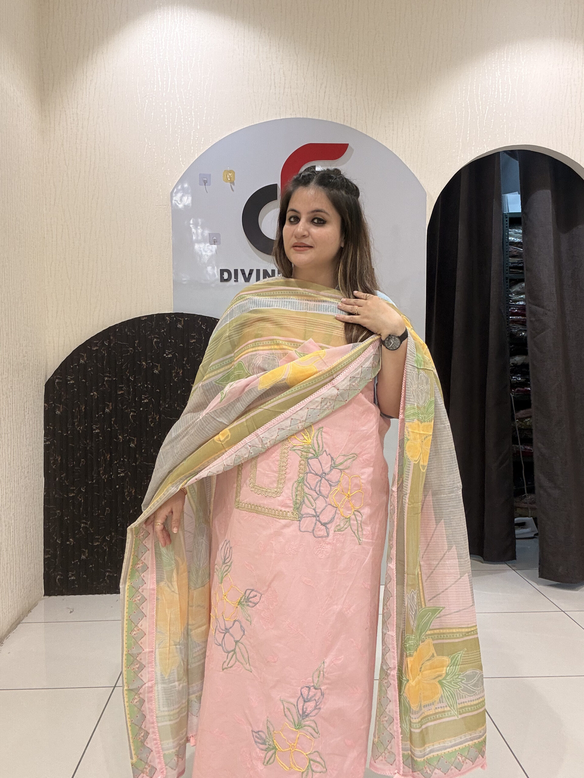 Elegant, unstitched cotton suits featuring delicate thread embroidery