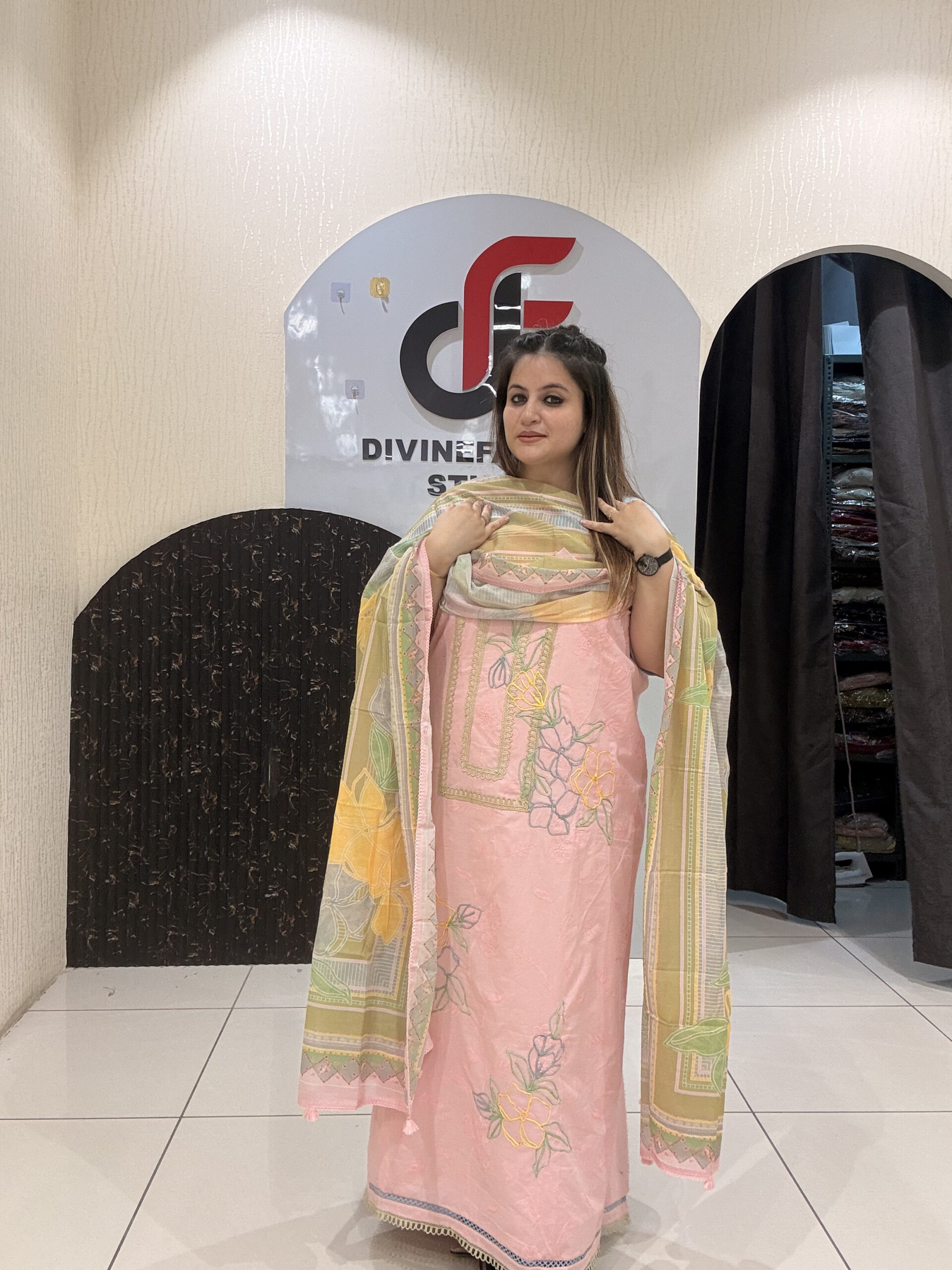Elegant, unstitched cotton suits featuring delicate thread embroidery and pastel hues