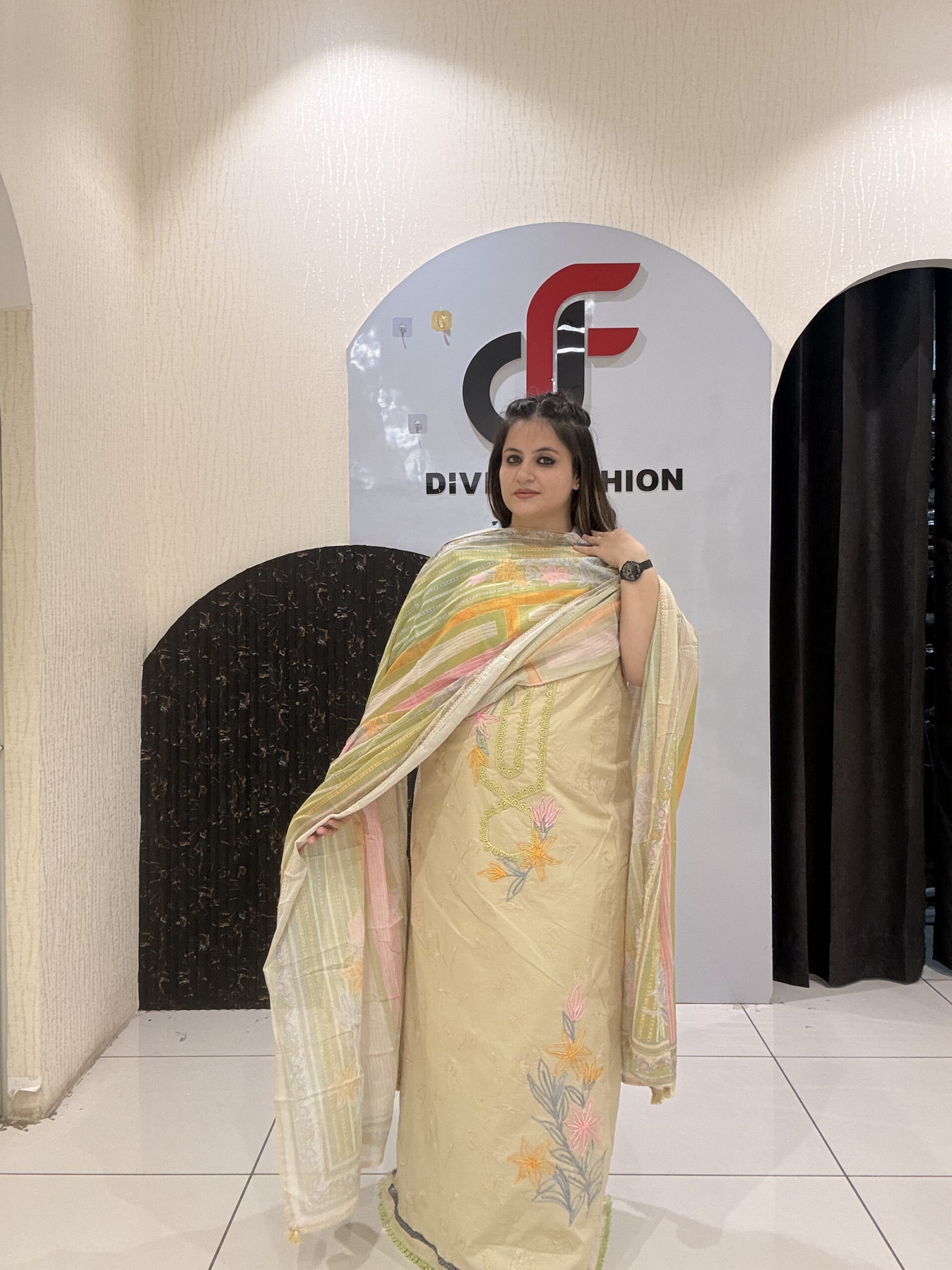 Elegant, unstitched cotton suits featuring delicate thread embroidery and pastel hues