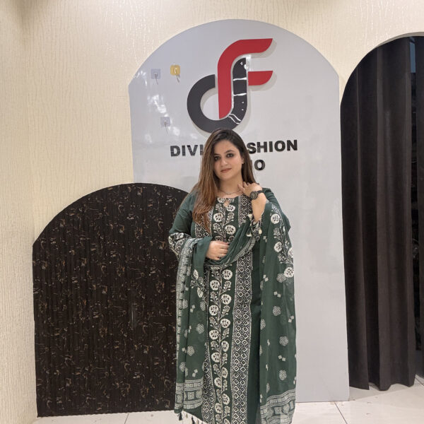 Emerald Green Pure Cotton Printed Suit Set