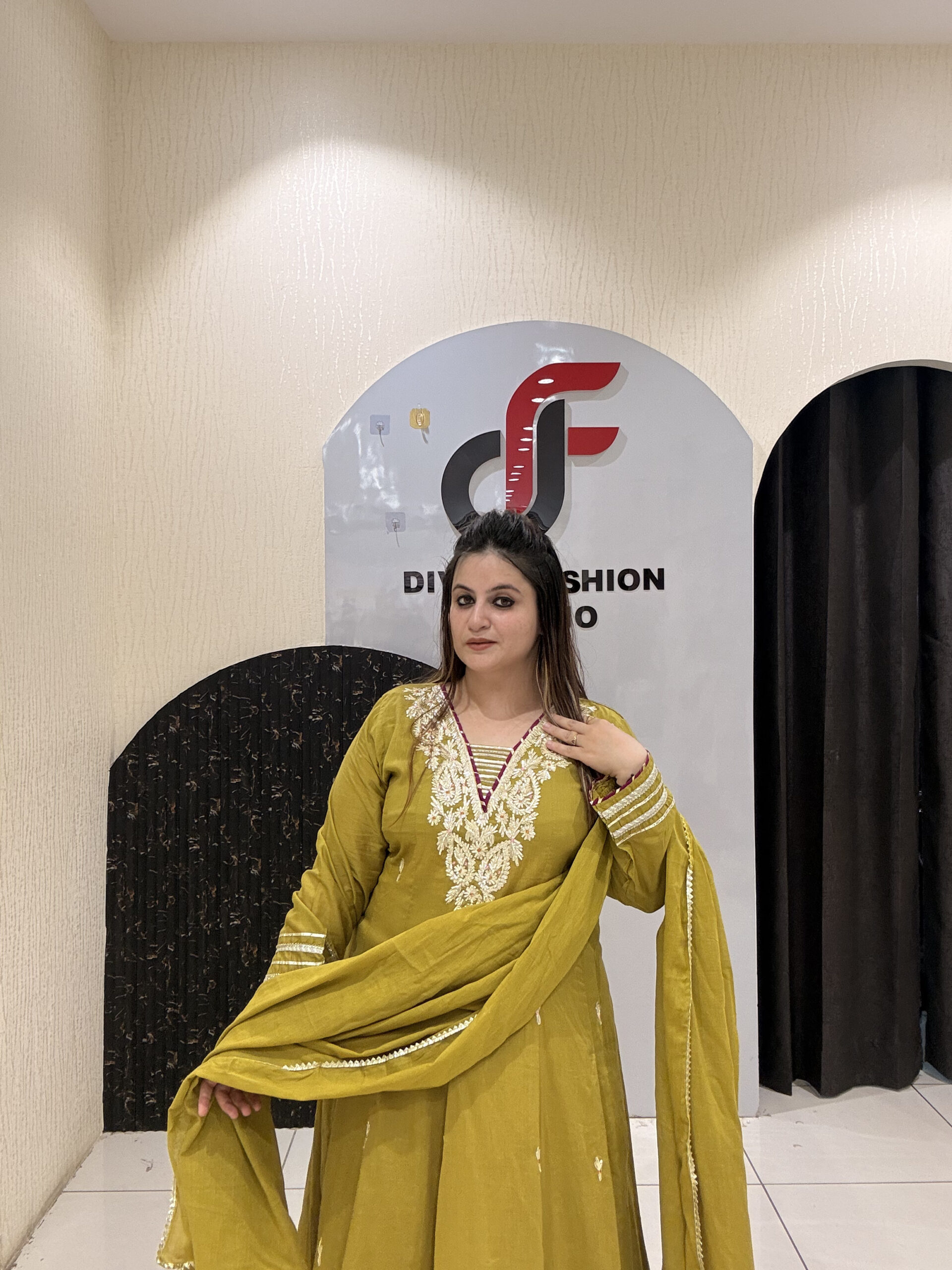 Mustard Yellow Pure Mul Cotton Embroidered Suit Set