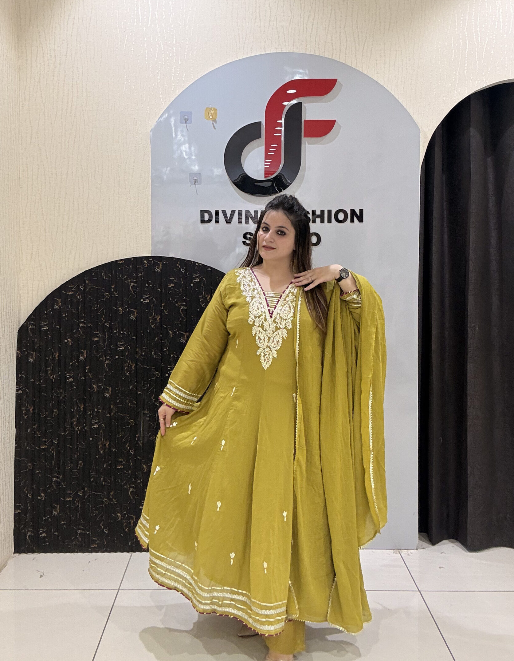 Mustard Yellow Pure Mul Cotton Embroidered Suit Set