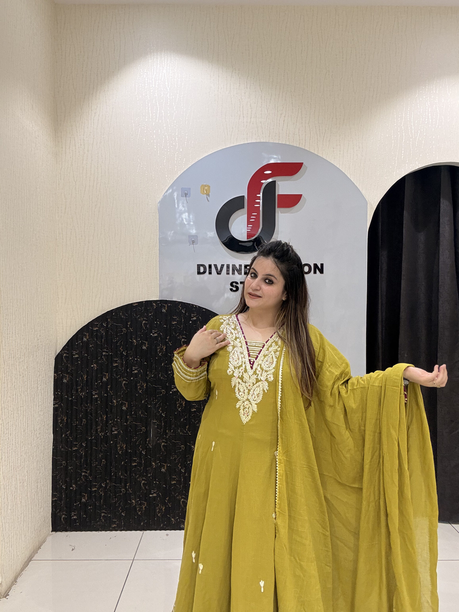 Mustard Yellow Pure Mul Cotton Embroidered Suit Set