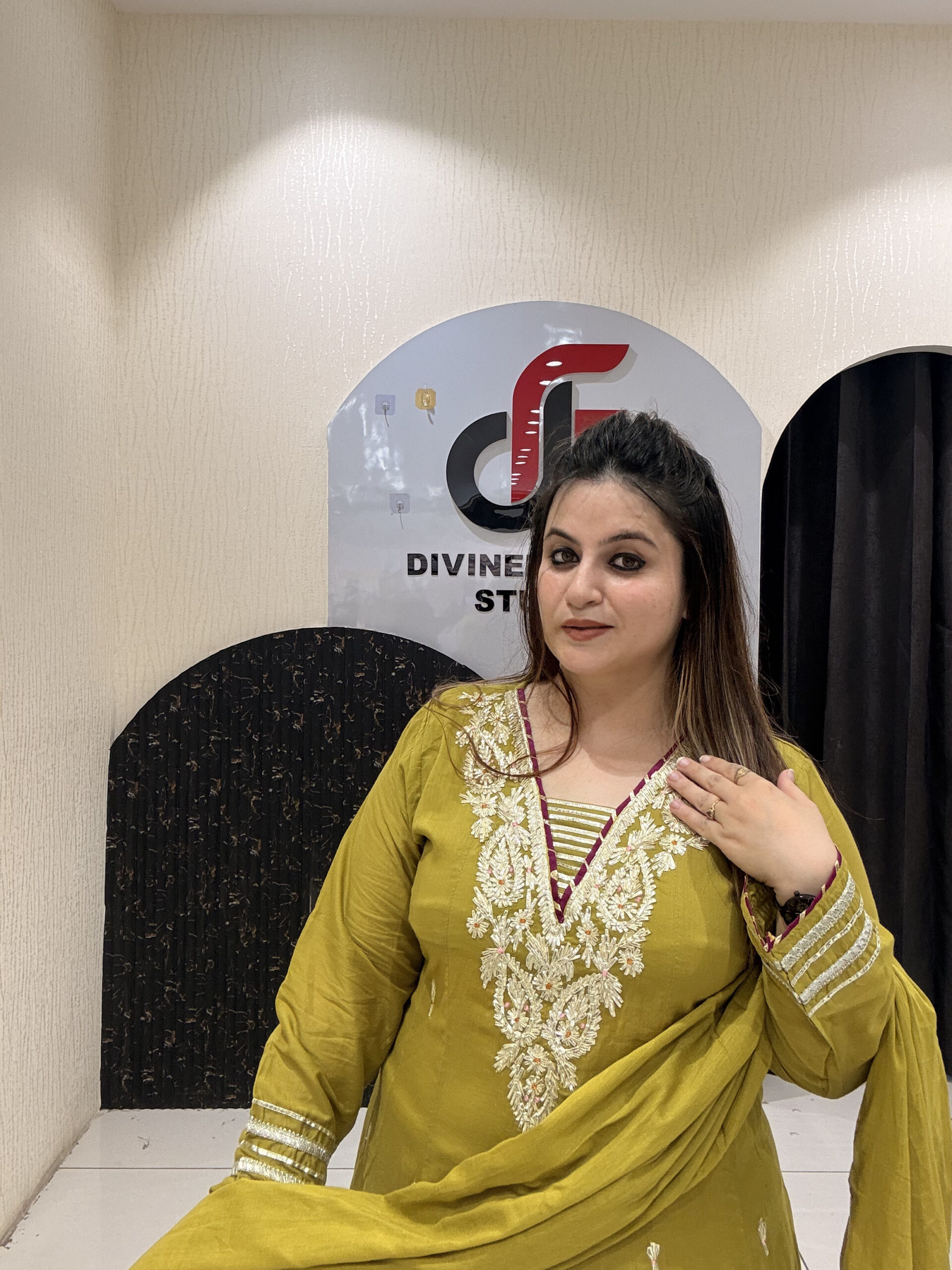 Mustard Yellow Pure Mul Cotton Embroidered Suit Set