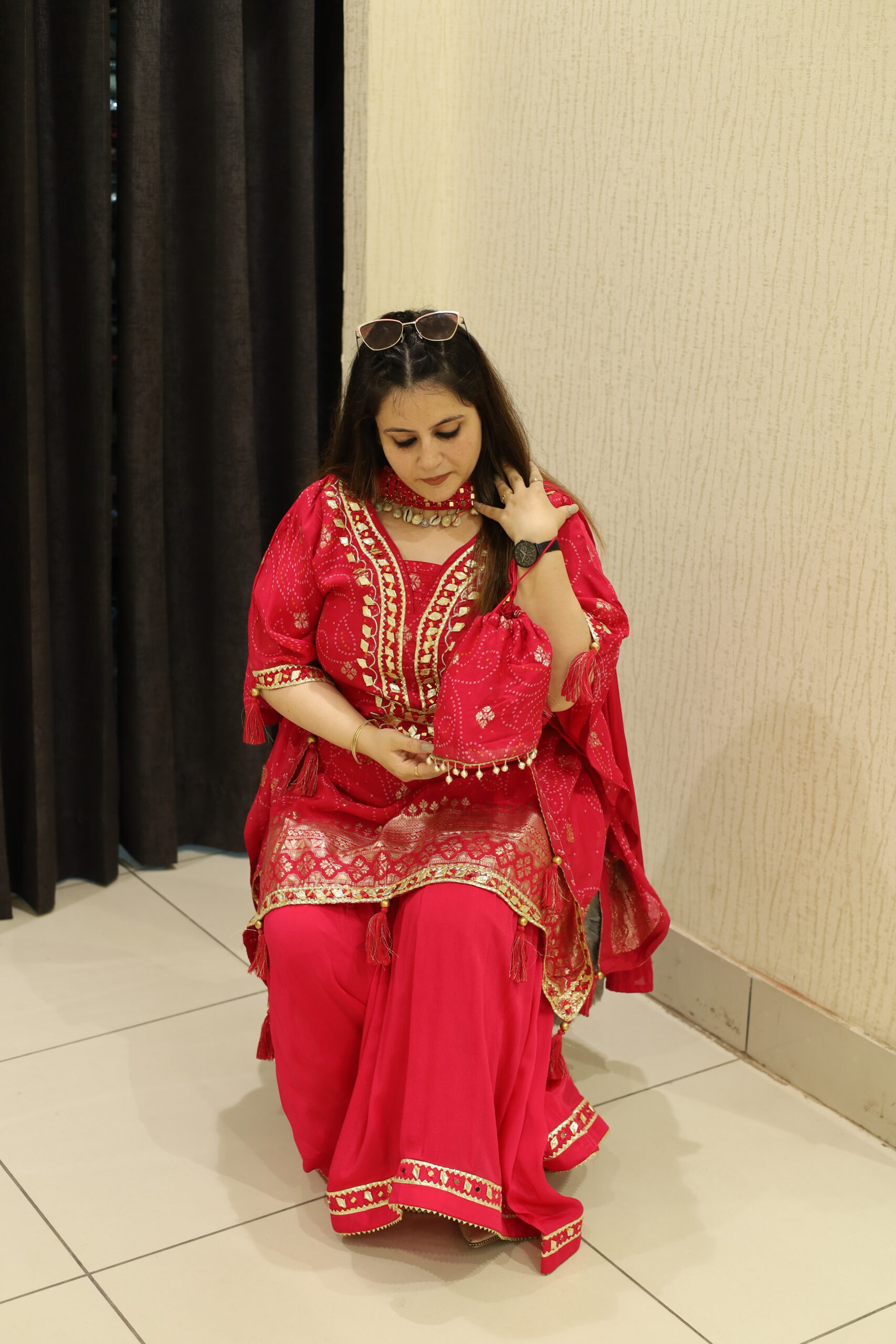 Designer Crêpe Embroidered Sharara Suit Set - Image 4
