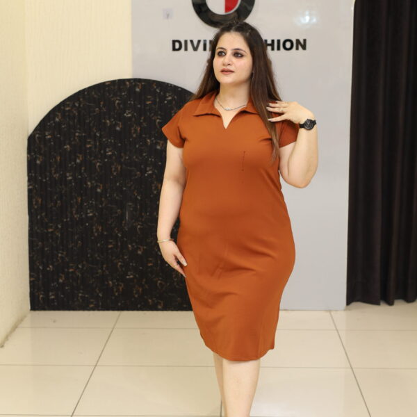 Rust Orange T-Shirt Middi Dress By Divine Fashion Studio