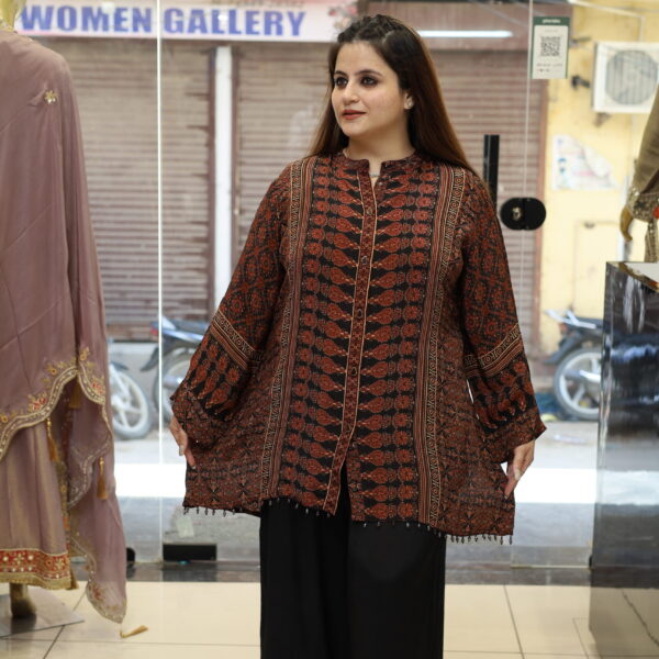 Women’s Black Rust Printed Crape Co-Ord Set
