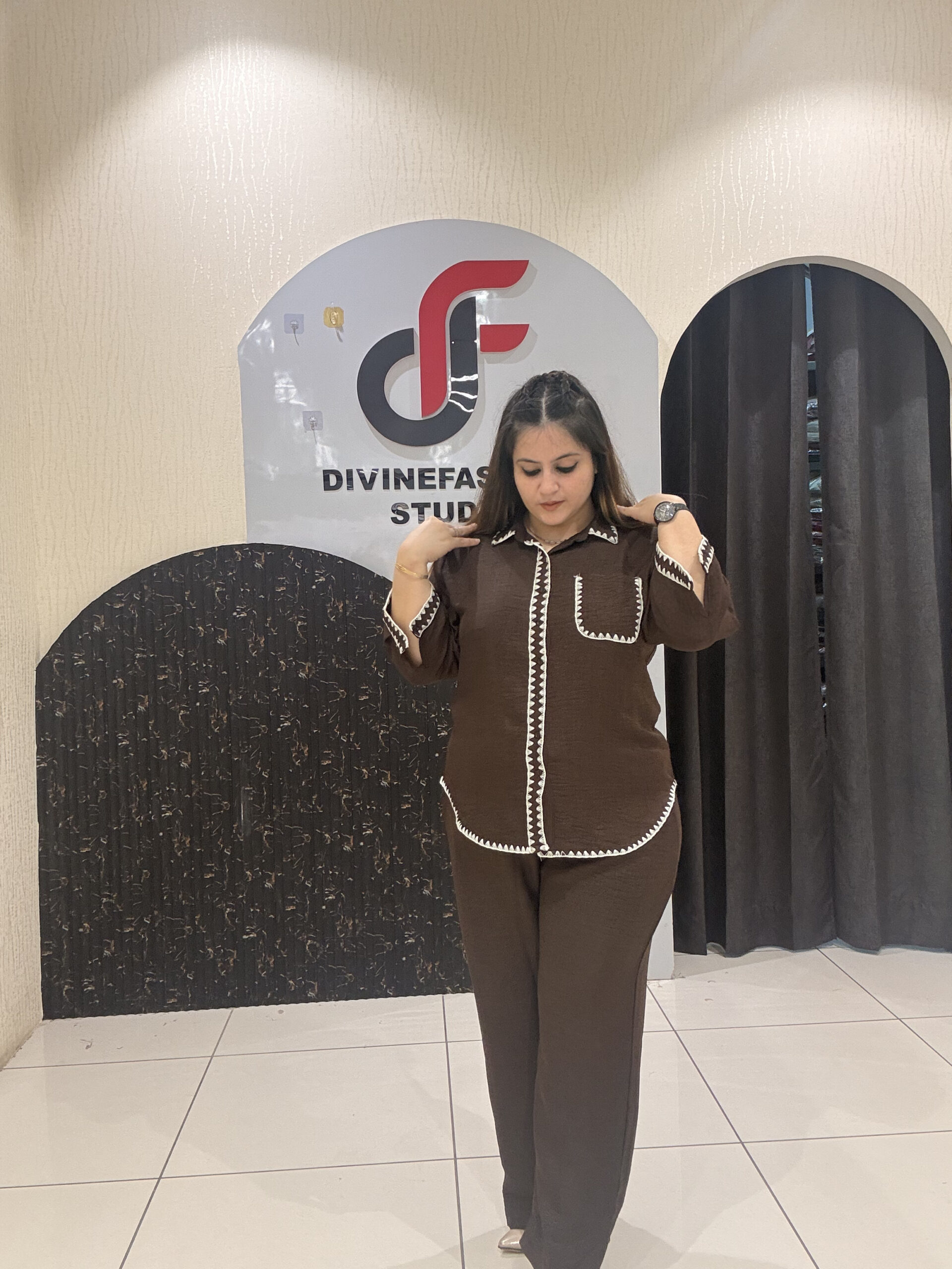Brown Cotton Travelling Coord Set - Image 2