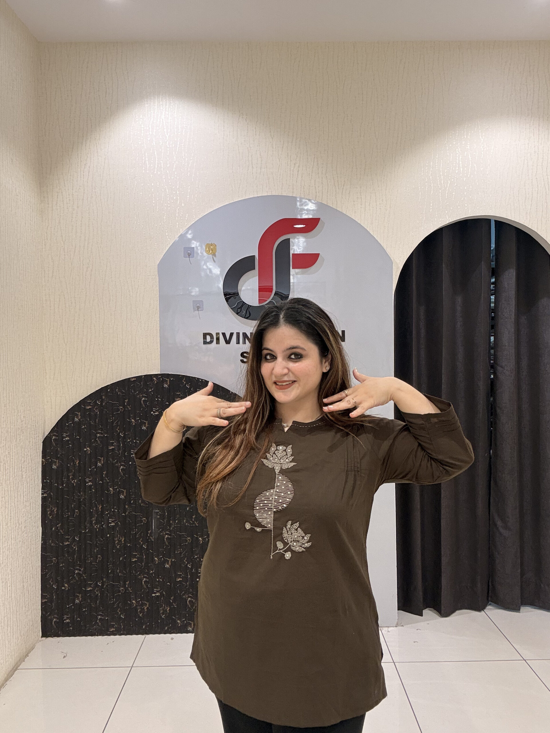 Cotton Short Kurti for Women – Floral Embroidery Design - Image 5