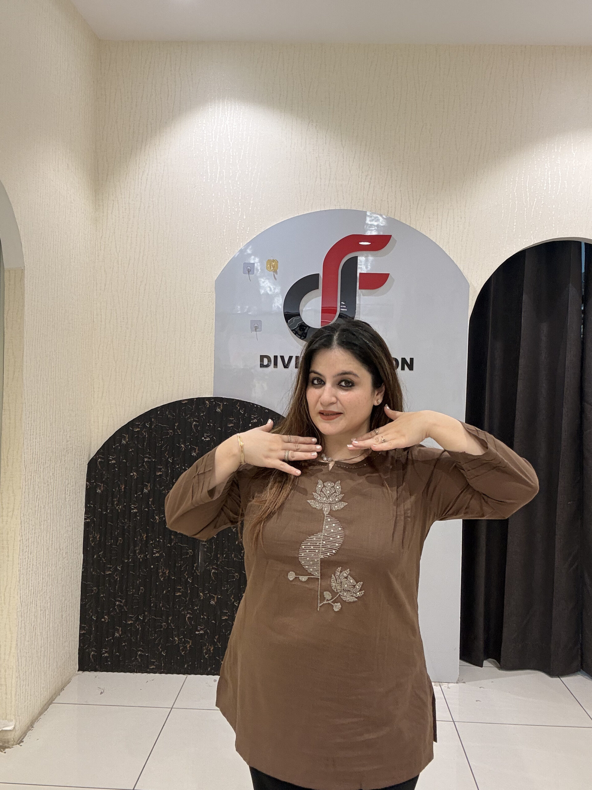 Cotton Short Kurti for Women – Floral Embroidery Design - Image 2