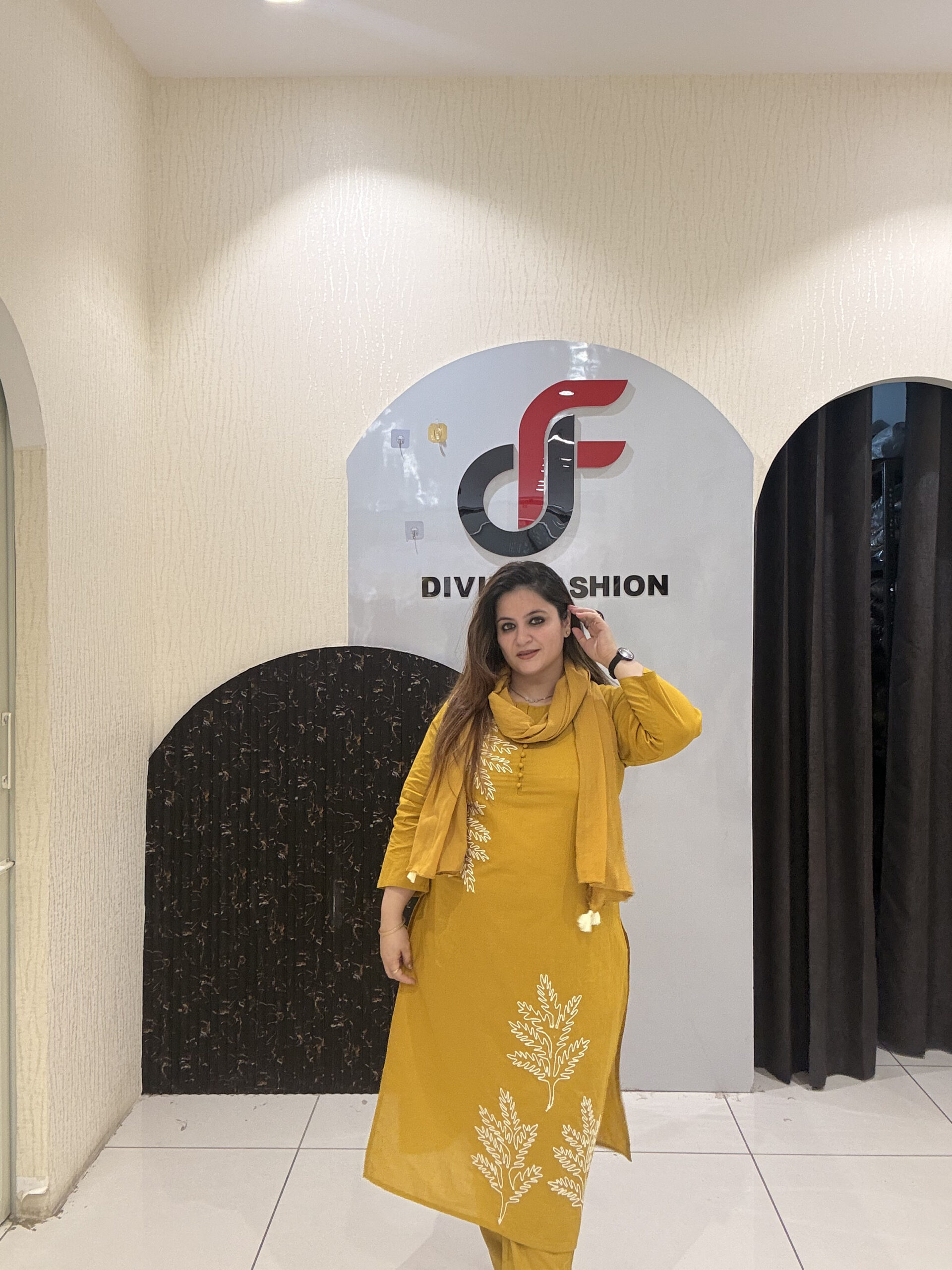 Mustard Cotton Embroidered Suit Set - Image 4