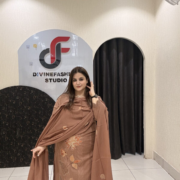 Brown Pure Cotton Thread-Embroidered Suit Set